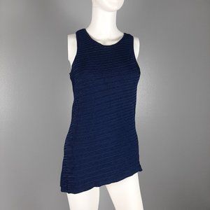 WHBM Womens Asymmetrical Sleeveless Knit Top Size XS Navy Blue Camisole Liner